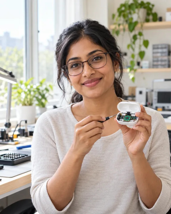 Portrait of Ananya Rao, a fictional example influencer